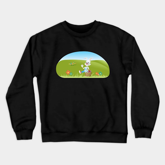 Bunny and Easter Basket With Eggs Crewneck Sweatshirt by MonkeyBusiness